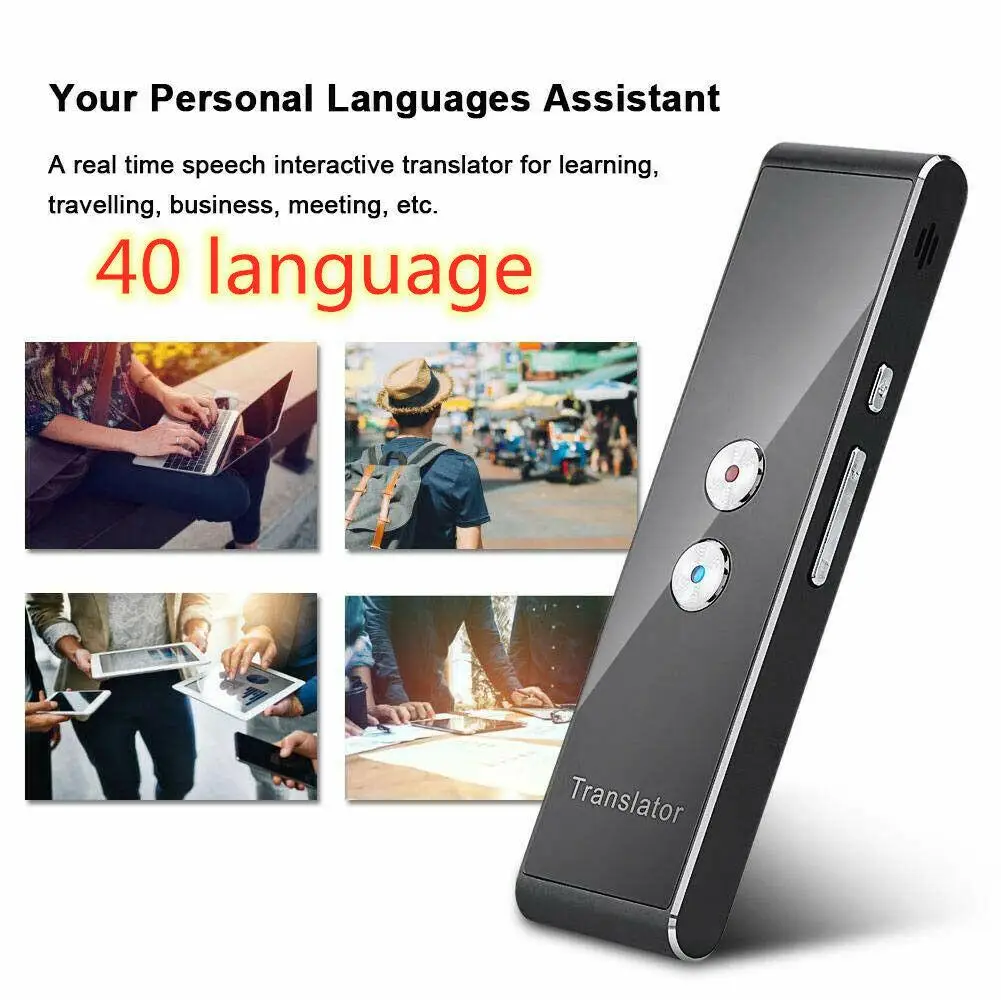 Portable T8 Smart Voice Speech Translator Two-Way Real Time 40+ Multi-Language Translation For Learning Travelling Business Meet