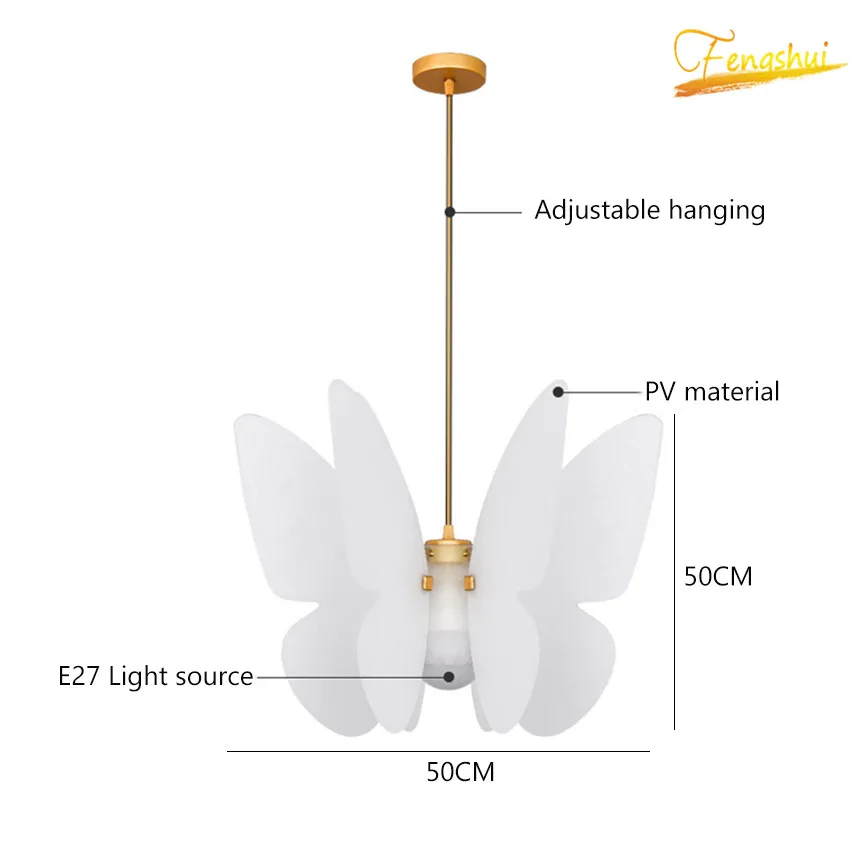 

Modern Minimalist Acrylic Butterfly Pendant Lights Lighting PVC Pendant Lamp Bedroom Study Bedside Home Indoor Deco Hanging Lamp
