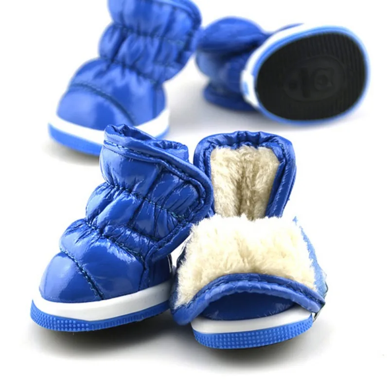 

4PCS Warm Dog Shoes Winter Boots Waterproof Anti-Slip for Small Medium Dogs Cats Puppy Rain Booties Paw Protector