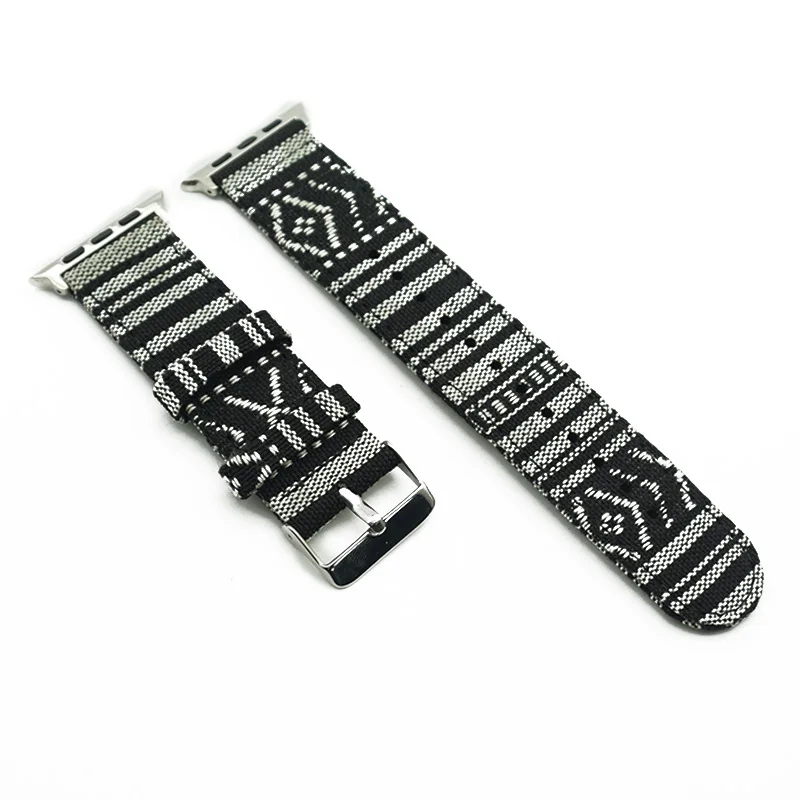 Steel Buckle 4 Национальный тканевый ремешок для Apple Watch 38 мм 44 мм iWatch 4 ремешок 40 мм 42 мм спортивный ремешок Apple Watch 5 4 3 2 аксессуары - Цвет ремешка: Steel Buckle 4