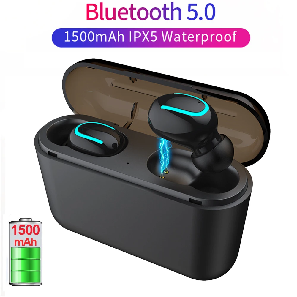 Размер Беспроводной Bluetooth V5.0 наушники 5 0 вкладыши TWS с спортивные глубокий бас In Ear