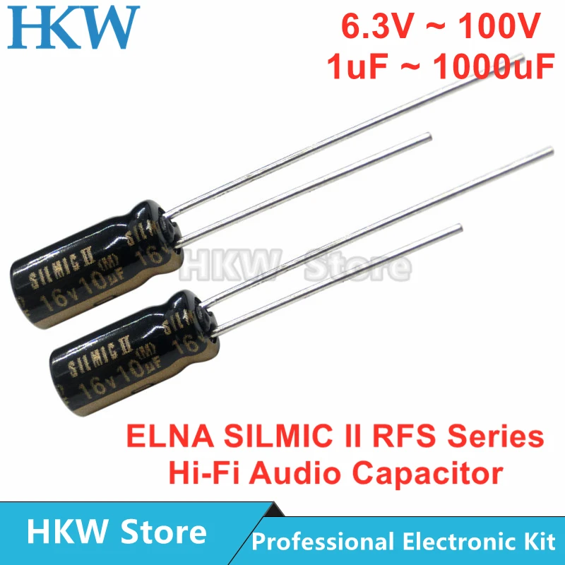 Elna Silmic Ii Rfs Serie Hifi Audio Condensator 6.3V 10V 16V 25V 50V 63V 100V 10Uf 22Uf 47Uf 100Uf 220Uf 470Uf 1000Uf Origineel