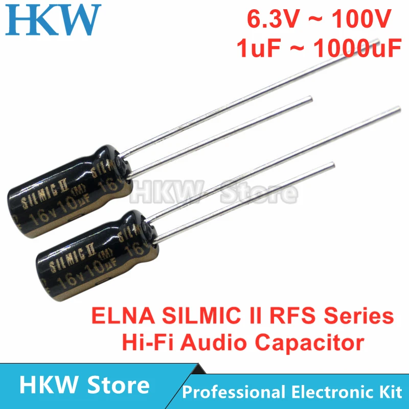 Elna Rfs Silmic ii Série de Alta Fidelidade de Áudio Capacitor 6.3v 10v 16v 25v 50v 63v 100v 10 47 22uf uf uf 100uf 220uf 470uf 1000uf Originais