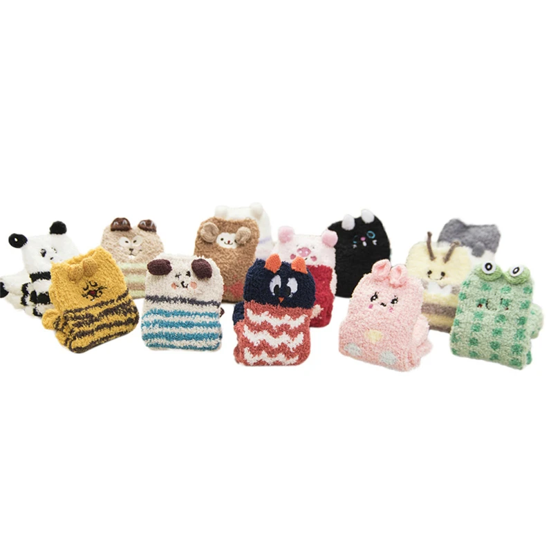 Зимние теплые пушистые носки для мальчиков и девочек нескользящие сна с