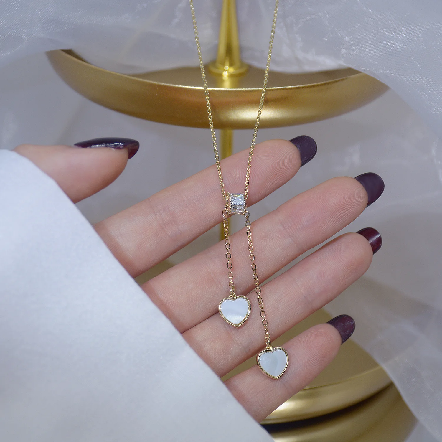 

New Arrive Zirconia Heart Necklace for Women Girl 14K Gold Luxury Shine Bling Choker Birthday Gift Wedding Jewelry Pendant