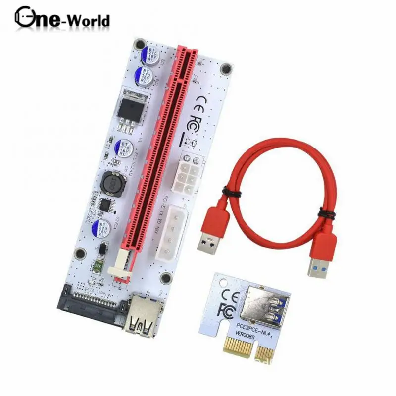 

10 шт. 30 см/60 см/1 м Райзер-карта 008s VER008S 3 в 1 4Pin SATA 6PIN PCI-E PCI Express адаптер 1X 16X USB3.0 удлинитель для видеокарты