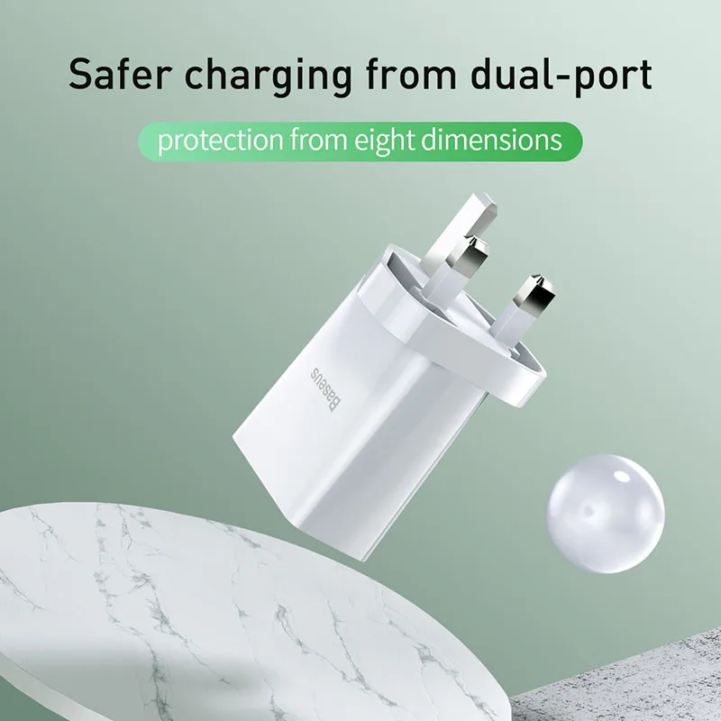 Настенное зарядное устройство Baseus с двумя USB разъемами для iPhone штепсельная Вилка