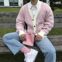 new golf wang high quality golf le fleur soft pink cardigan autumn winter sweater tyler the creator womenmen wool jacket