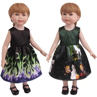 18 inch american doll girls christmas black print dress newborn suit baby toys accessories fit 40 43 cm boy dolls gift c825