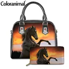 Роскошные сумки Coloranimal, женские сумки 2 шт.компл., дизайнерские сумки через плечо с рисунком Crazy Horse, сумки через плечо