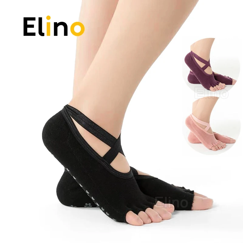 

Женские носки для йоги с открытым носком, высокоэластичные противоскользящие бандажные дышащие спортивные женские носки до щиколотки для ...