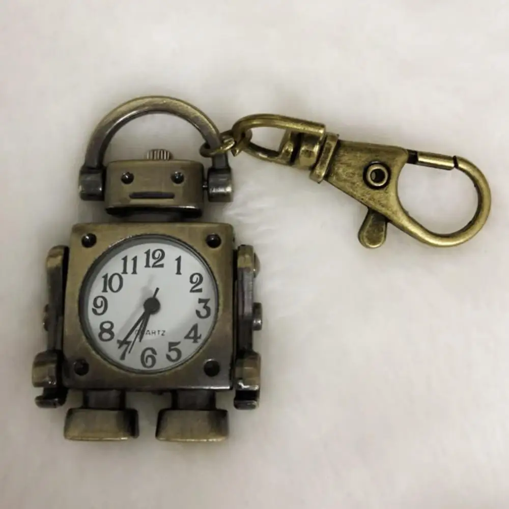 Винтажные кварцевые карманные часы в форме робота с круглым циферблатом и