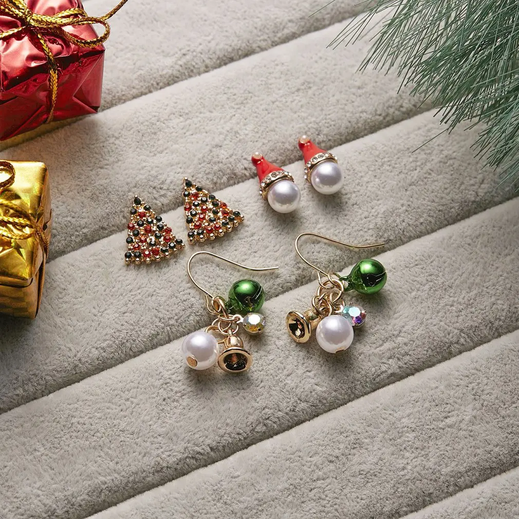 3 шт. милые рождественские серьги-гвоздики набор женские серьги-подвески