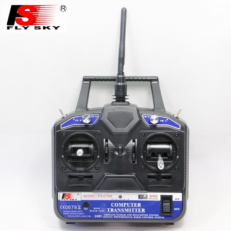 

FLYSKY FS-CT6B 2.4G 6CH AFHDS 2A Radio Transmitter with R6B Receiver Data USB Cable for RC Model Helicopter Airplane FPV Racing