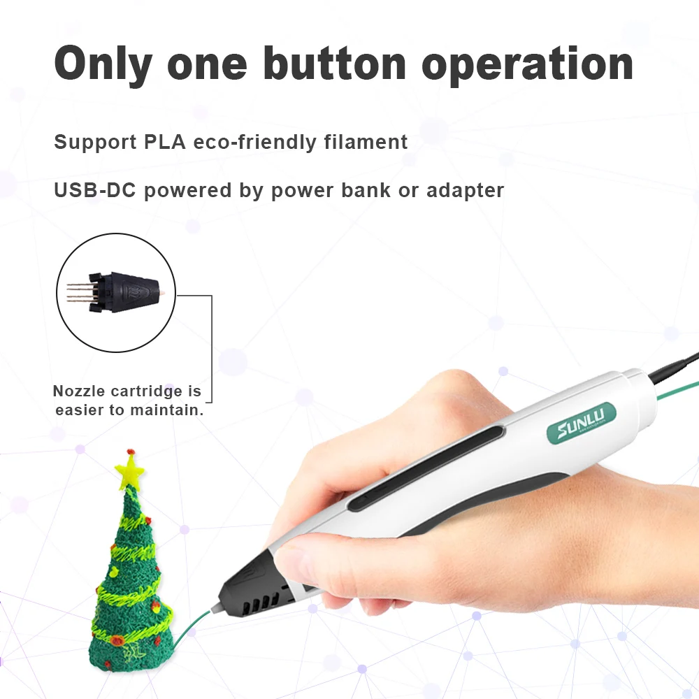 Санлу SL-400 3D ручка для печати 1.75MM PLA заправка USB-зарядка везде Питание для детей Рисование Образование DIY Игрушки Инструменты Искусства.