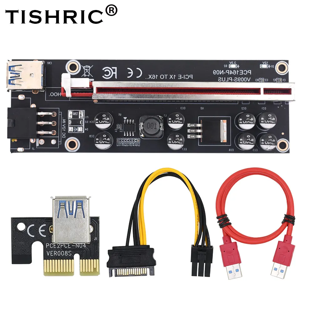Кабель подъемника TISHRIC VER009S Plus USB 3 0 Райзер-расширитель SATA 6-контактный адаптер