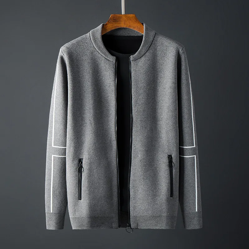 Мужской вязаный кардиган на молнии повседневный компьютерный с