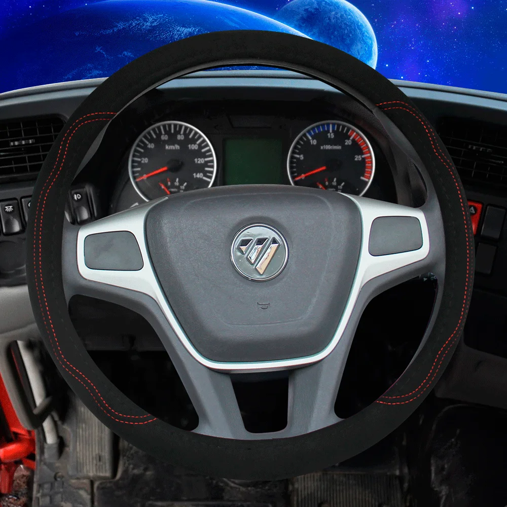 

Suede Cow Leather Auto Steering Wheel Cover Bus Truck Car For Diameters 38 40 42 45 47 50 CM Non-slip Wear-resistant Car Styling