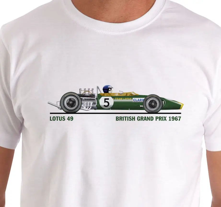 

New Fashion Men'S Short Sleeve Raceart - Lotus 49 1967 British Grand Prix T-Shirt (Clark) Basic Tops