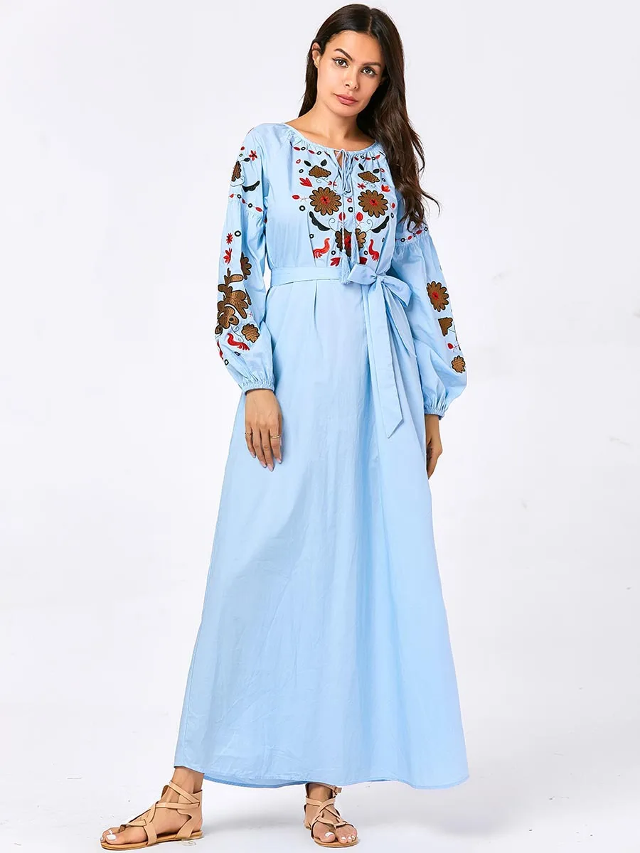

Muslim Dress Islamic Clothing Comfortable Large Size Women's Embroidered Arabian Casual Abaya Turkey Musulman Robe Dress