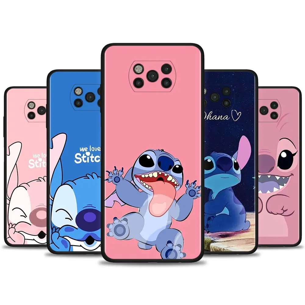

Silicone Case For Xiaomi POCO X3 NFC X3 M3 Pro M3 F3 GT Pocophone F1 Black Coque Soft Fundas Disney Pink stitch