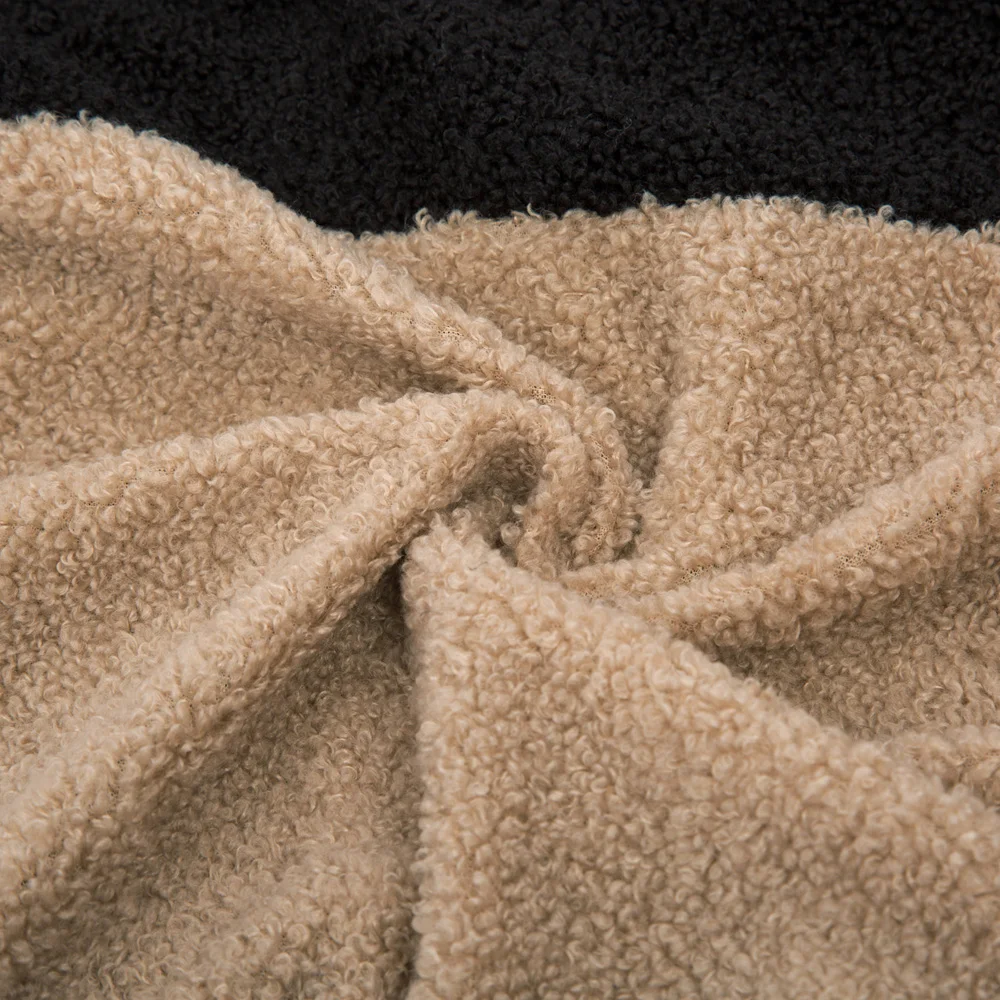 Женское пальто из флиса с капюшоном контрастного цвета зимнее теплое верхняя