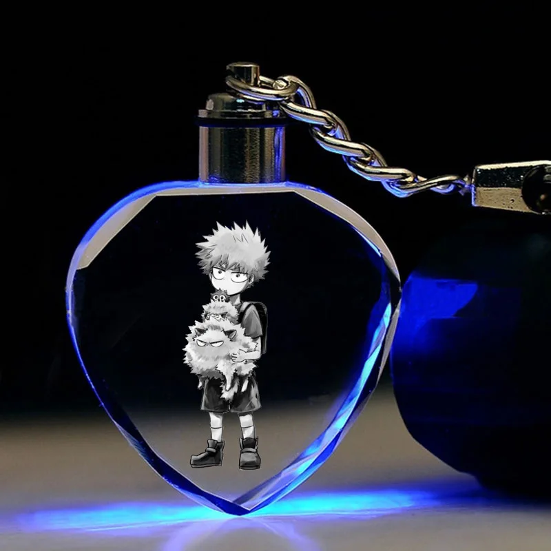 6 Аниме Мой герой Academy светодиодный брелок Bakugou Katsuki Todoroki Shoto милые забавные красочные хрустальные подвесные брелоки porte clefs подарок - Цвет: 6