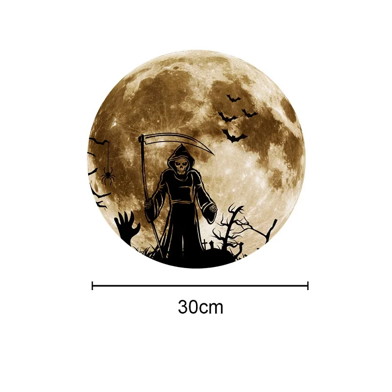 

2021 Halloween 3D Ghost Castle Energy Storage Fluorescent Glow Luminous Moon Wall Stickers for Kids Room Decoration Decals Decor