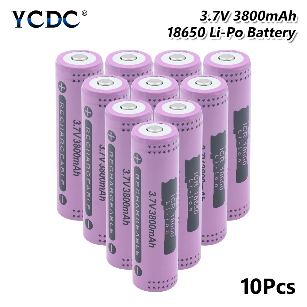 6/8/10 шт Розовый ICR 18650 3800mAh кнопки Топ батареи литий ионный аккумулятор для лазерной указки радио Банк