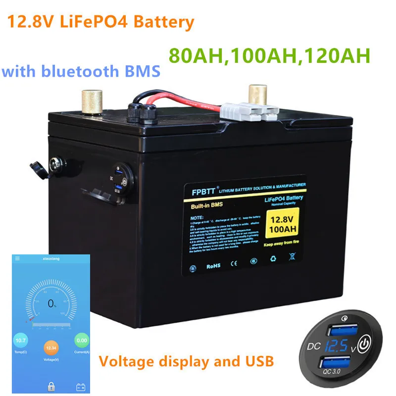 

12V 80AH 100AH 120AH LiFePO4 Battery with Bluetooth BMS 12v lifepo4 80ah 100ah 120ah battery 100ah 12v LiFePO4 battery
