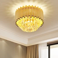 american modern k9 crystal ceiling lights fixture led golden round ceiling lamp luxury hotel restaurant home indoor lighting