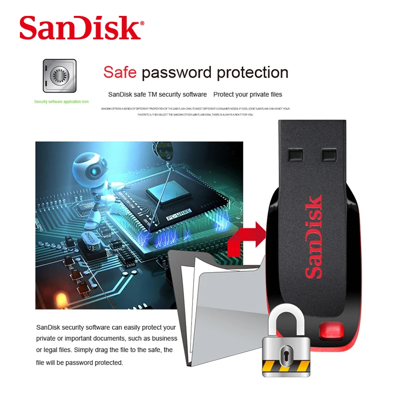 USB флеш-накопитель sandisk CZ50, 8 ГБ, 16 ГБ, 32 ГБ, флеш-накопитель, 64 ГБ, 128 ГБ, память, usb флешка, флешка, cle, usb 2,0, ключ, флэш-диск
