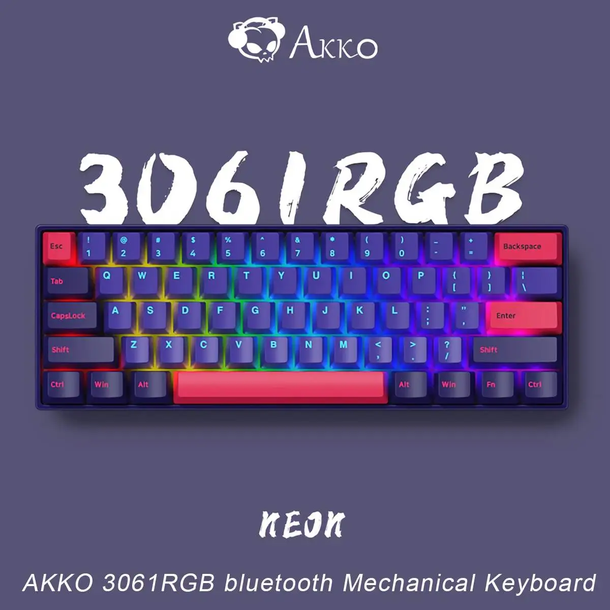 

Original AKKO 3061 Reon RGB 61 Keys Mechanical Keyboard Wireless bluetooth 5.0 Type-C Gateron Switch PBT Keycap Gaming Keyboard