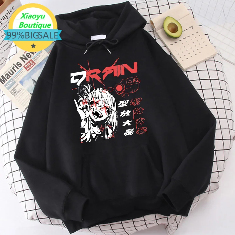 

90s Goth Anime Hoodie Aesthetic Women Sweatshirt Punk Grunge Streetwear Ladies Gothic Top Manga Harajuku Clothes Y2k Female