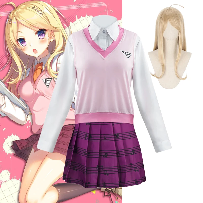 

Danganronpa V3 Akamatsu Kaede Cosplay Costume Women Girls Japanese Anime School JK Uniform Shirt Vest Skirt Socks Halloween