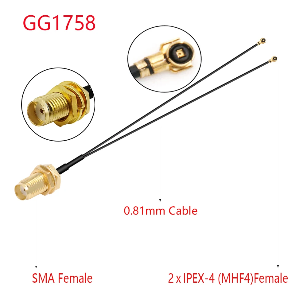 1PC SMA Female to Dual MHF4 IPEX1/4 IPX U.fl Y Type Splitter Combiner RF1.13 0.81 Pigtail RF Coax Extension Jumper - купить по