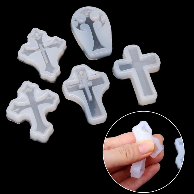 

2021 New 5PCS Cross Silicone Resin Mold For Jewelry Making Casting Mould Craft DIY Tools