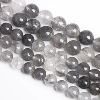 6 8 10 12mm natural gray demon crystal beads quartz round loose beads for jewelry making diy bracelets necklaces accessories 15
