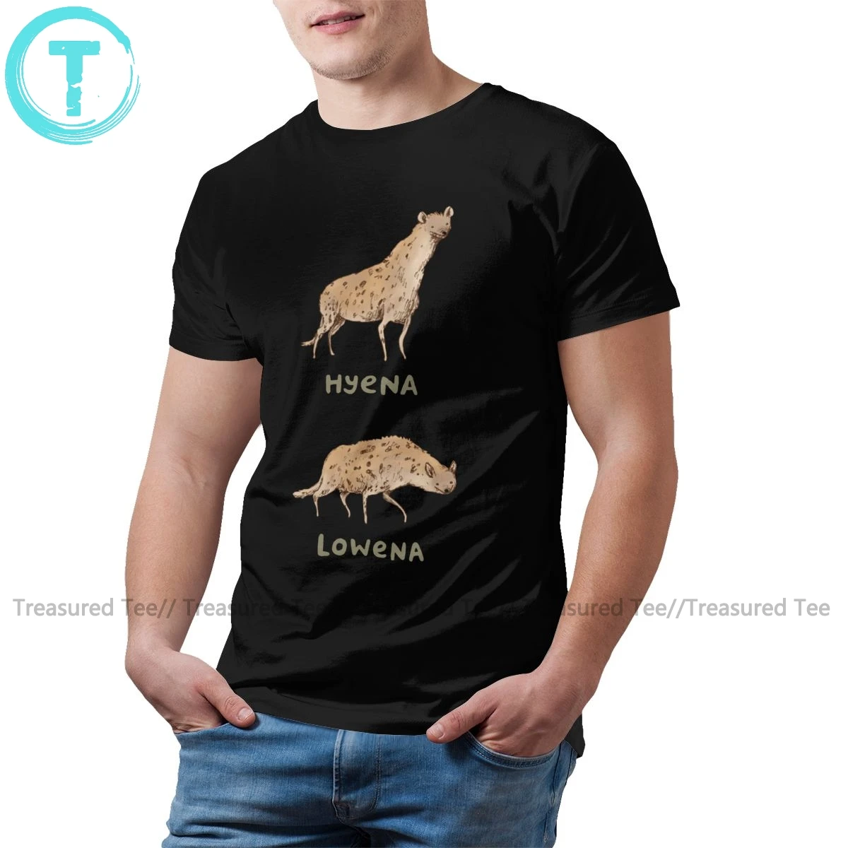 Футболка Hyena футболка Lowena Веселая с коротким рукавом летняя Мужская хлопковая