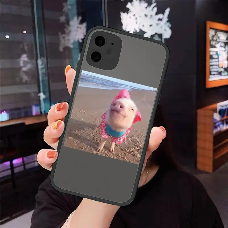 

Cute Little Pink Pet Pig Phone Cases matte transparent For iphone 7 8 11 12 plus mini x xs xr pro max cover