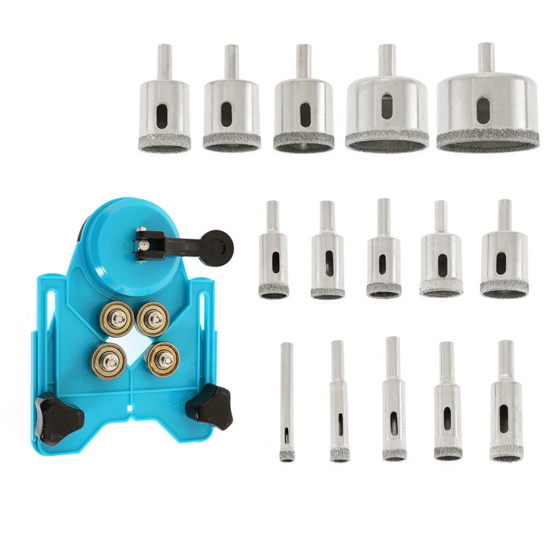 

16PCS Diamond Tool Separate Tile Stopper Drill Bit Hole Opener 6-50mm Diamond Coated Drill Bits Hole Saw Guide Jig Fixture Kit