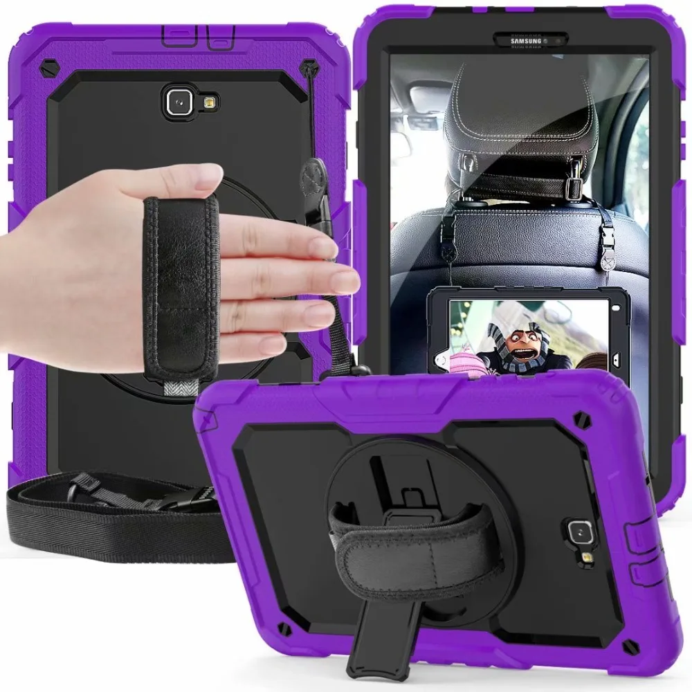360 градусов жесткий + шейный ремешок Ремешок чехол для планшета Samsung Galaxy Tab A T585 T580 10
