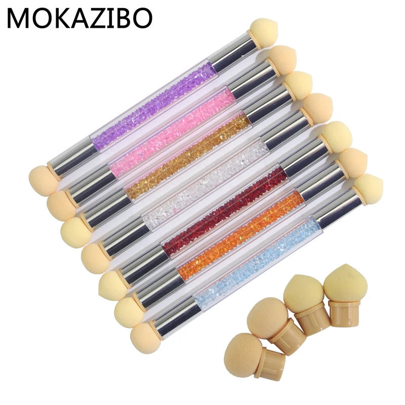 

Nail Art Gel Polish Gradient Brush With 4 Replace Sponge Heads Glitter Powder Dotting Gradient Pen Sponge Nail Art #ZYNWY-40
