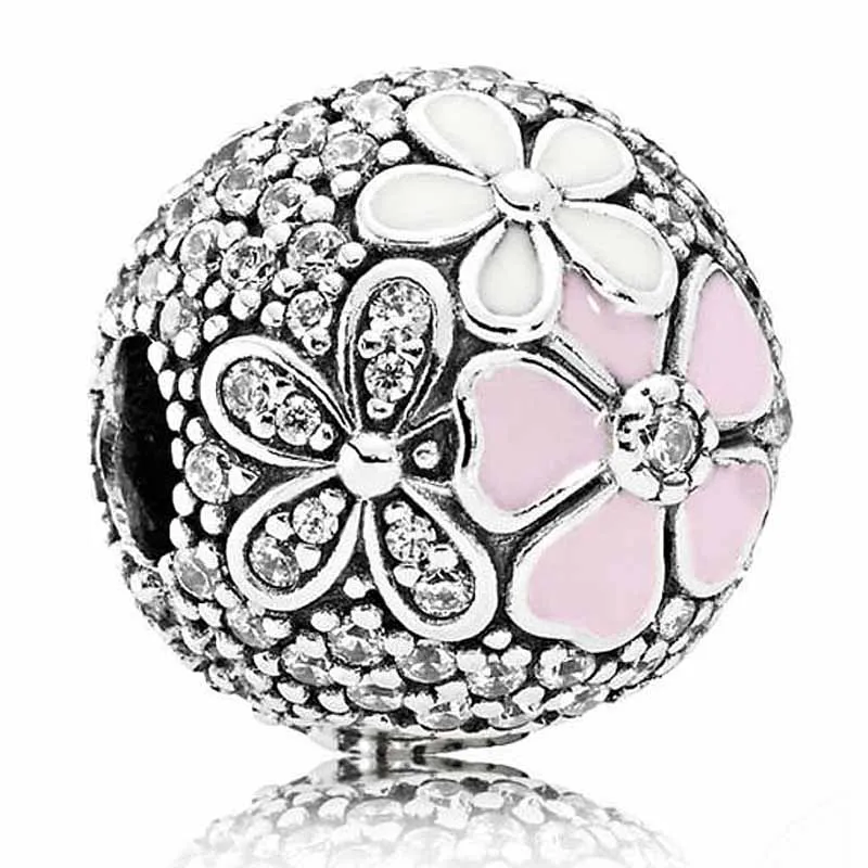 Daisy Meadow Poetic Blooms Fixed Primrose Flower Butterfly Clip Charm 925 Sterling Silver Bead Fit fashion Bracelet DIY Jewelry | Украшения