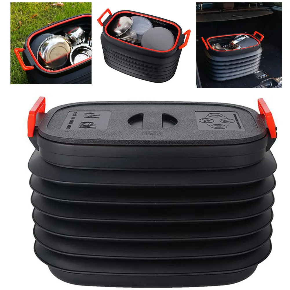 

37L Collapsible Bucket Portable Folding Bucket Lid Car Washing Bucket Outdoor Fishing Travel Home Storage Buckets Trash Buckets