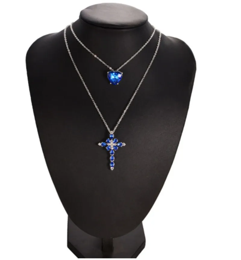 

Zirconia Cross Crystal Pendants Silver-Plate Chain Necklace Female Heart-shaped Choker Necklaces Fashion Jewelry Gifts For Women