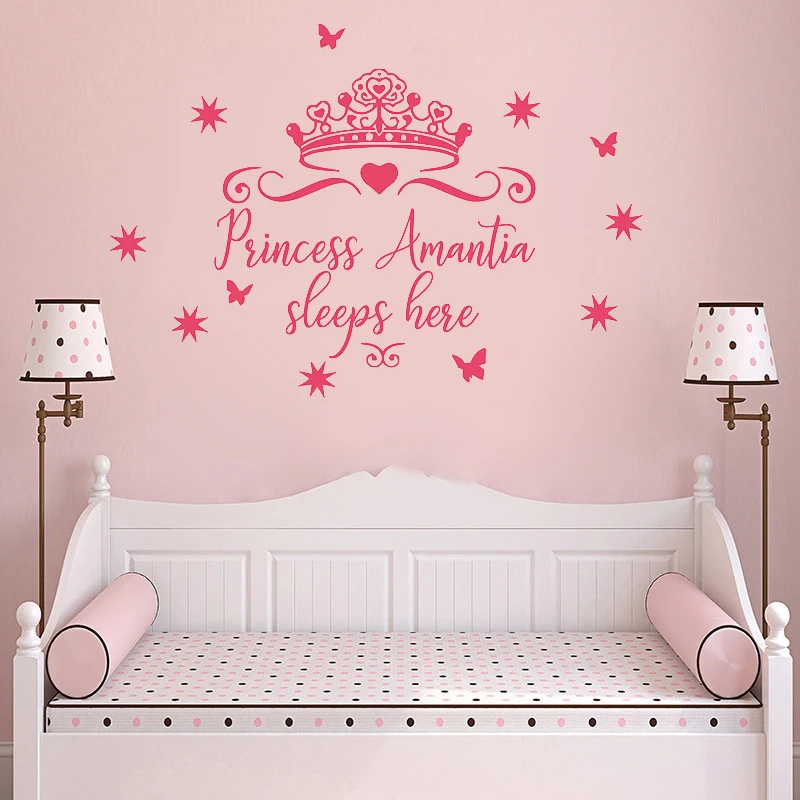 DIY виниловые наклейки на стену принцесса комната персональное имя Customizde
