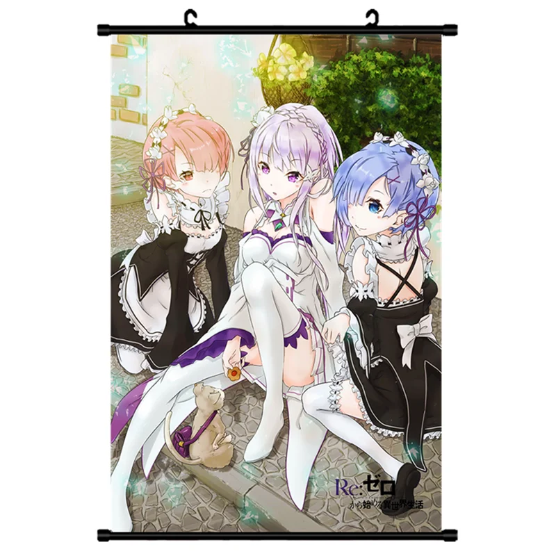 Японские Аниме декоративные картины Re Zero kara Hajimeru Isekai Seikatsu Emilia & Rem beатрис домашний