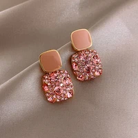 korean multiple colour shiny crystal geometric women earrings contracted sweet lovely heart fine fashion drop earrings jewelry