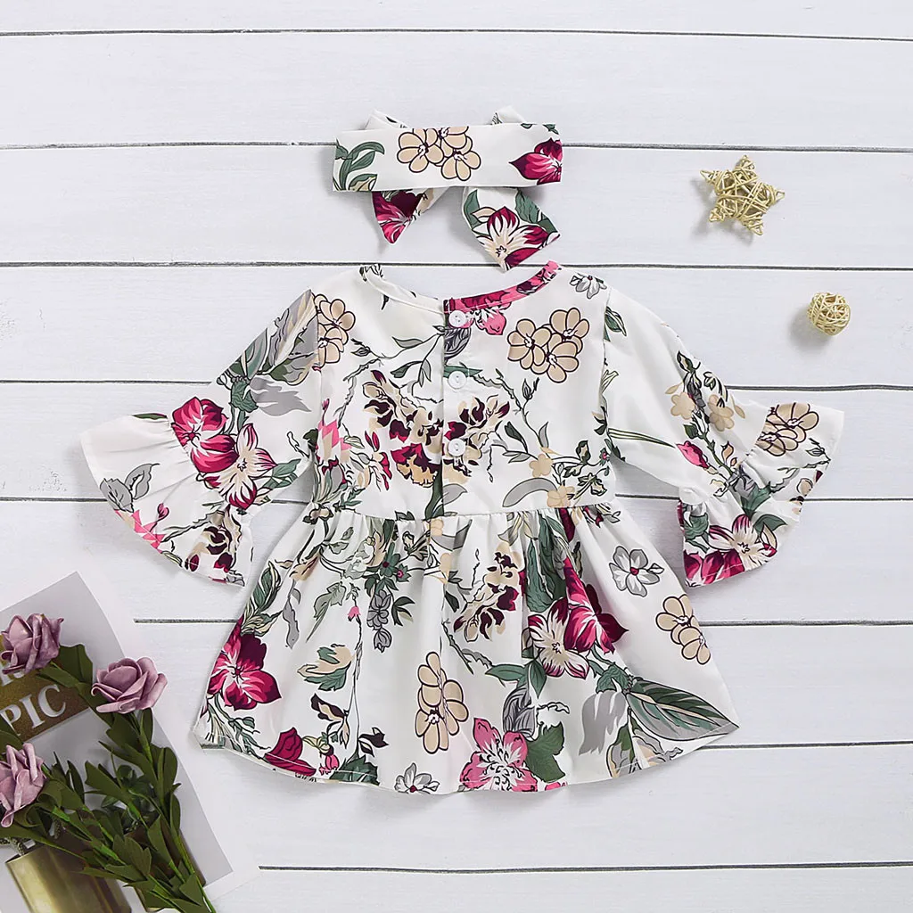 Повседневные Вечерние платья принцессы с цветочным принтом для маленьких